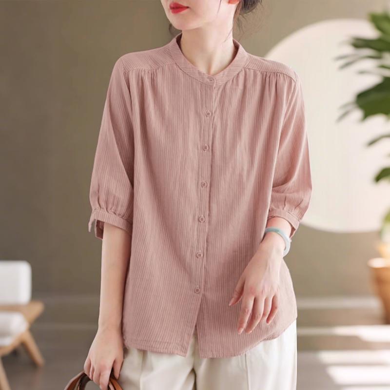 

ZANZEA Женская повседневная блузка с круглым вырезом и коротким рукавом 4XL