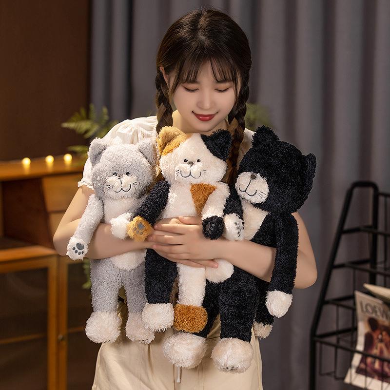 Chami Poupée Chat Peluche Poupée Chat Dormant Mignon Coussin à Pousser Cadeau d'Anniversaire Cadeau pour Petite Amie