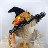 Children's Halloween Black Witch Hat with Pumpkin and Bat Design