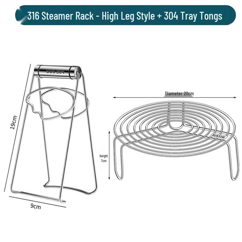 316 Stainless Steel Steamer Rack for Buns and Vegetables - Pressure Cooker Tray & Water Bath Separator