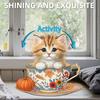 2D Flat Cat DIY Shaking Head Teacup Cat Diamond Painting Desktop Decorations