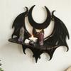 VOFUN-Black Wooden Wall Shelf Gothic Bat Moon Profiling Hollow Pattern Floating Shelf Crystal Holder Goth Witch Room Decor