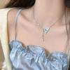 Dark Zircon Cross Beaded Necklace for Women, Long Summer Style Neck Chain, Trendy and Versatile Collar Chain, Instagram Style