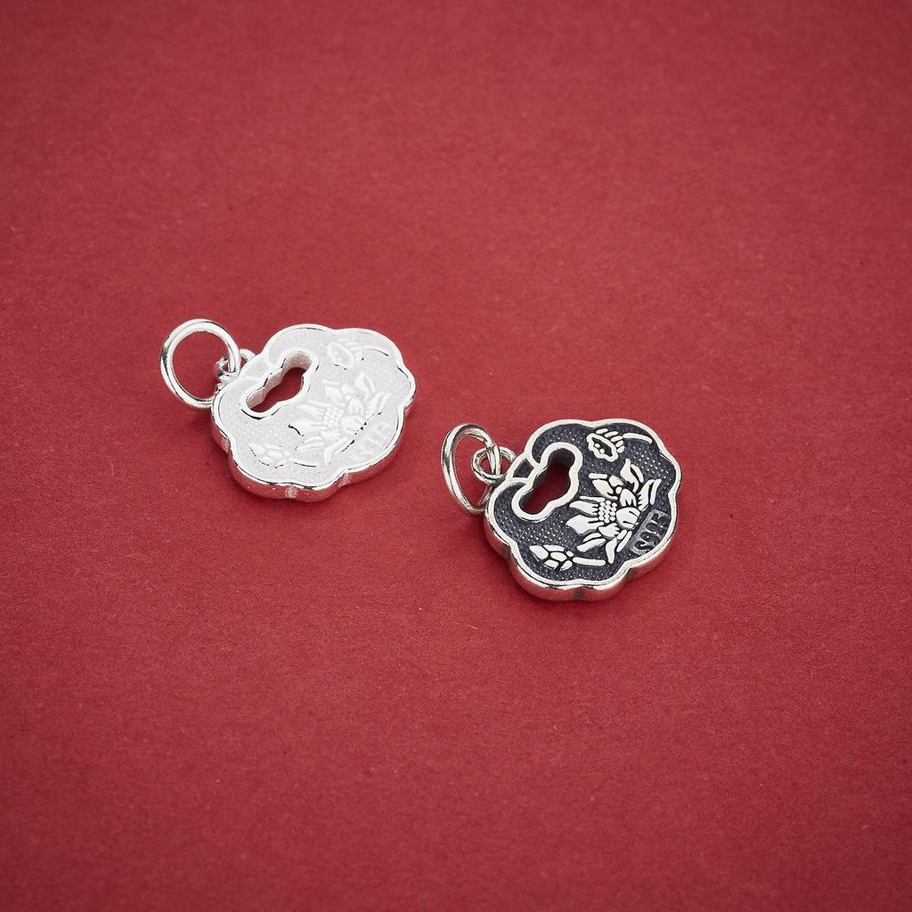 S925 Sterling Silver Lotus Pendant Charm - Chinese Style for DIY Beaded Bracelets, Necklaces, and Peace Lock Accessories
