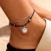 Vintage Boho Multi Layer Beads Anklets For Women Fashion Sun Pendent Anklet Handmade Chain Foot Party Jewelry Leg Bracelet