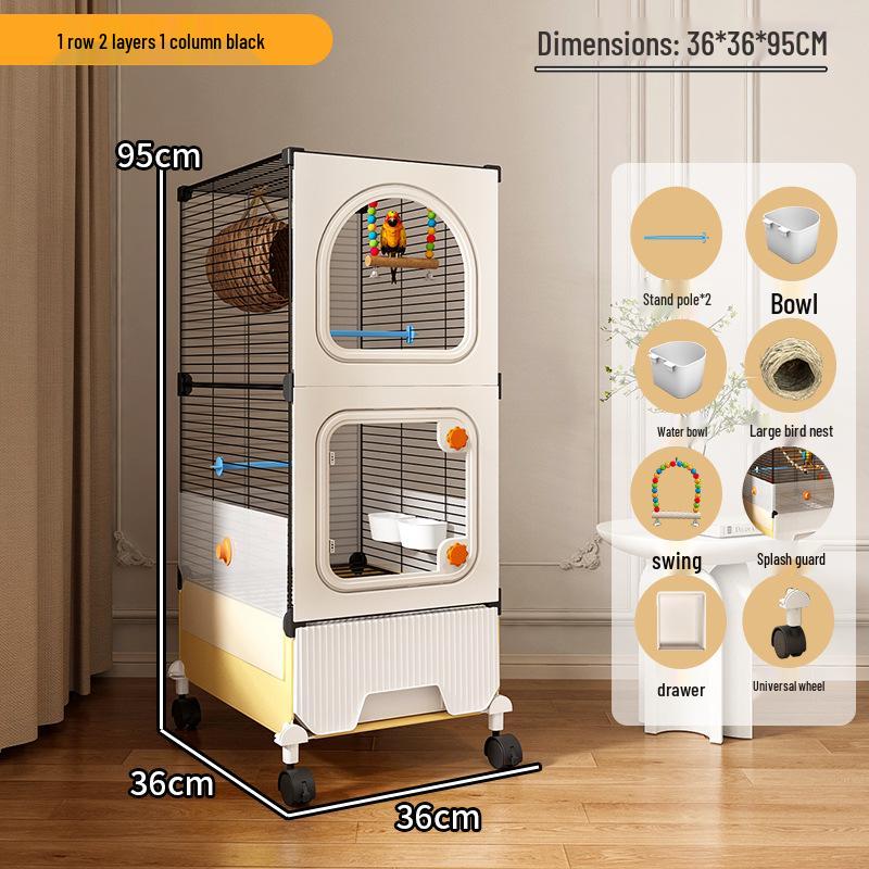 Hao Lei De Zhu Large Anti-Splash Parrot Cage for Cockatiel, Budgie, Lovebird, Sun Conure