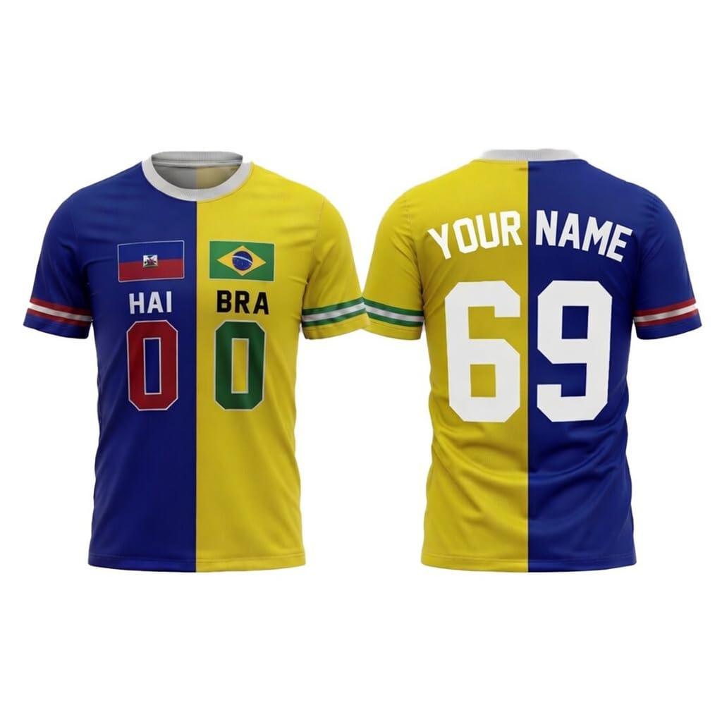 Customizable Soccer Jersey Shirt with Print Short Sleeve Breathable Athletic Top for Sports Training and Events