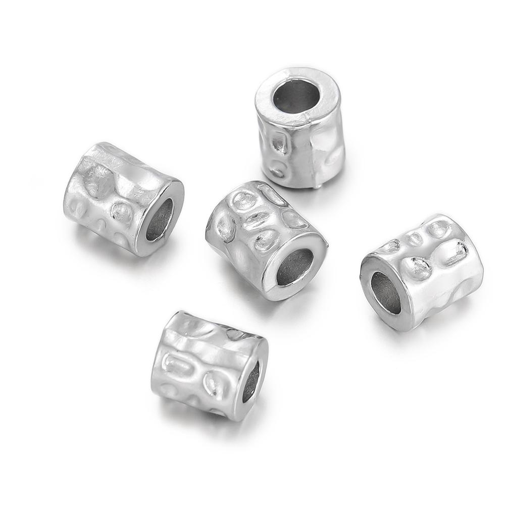 5Pcs/lot Stainless Steel Cylinder Tube Bead Gold Plated Spacer Dot Bead for Bracelet Friendship DIY Jewelry Making Necklace Seed