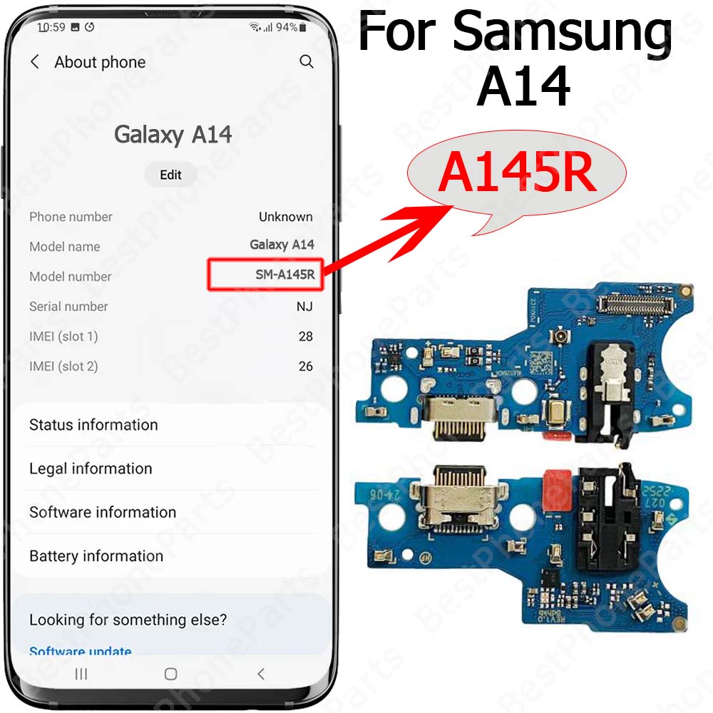 For Samsung Galaxy A04 A04s A04e A14 A24 A34 A54 5G Charging Port Charge Board Plate Ribbon Socket Usb Connector Spare Parts
