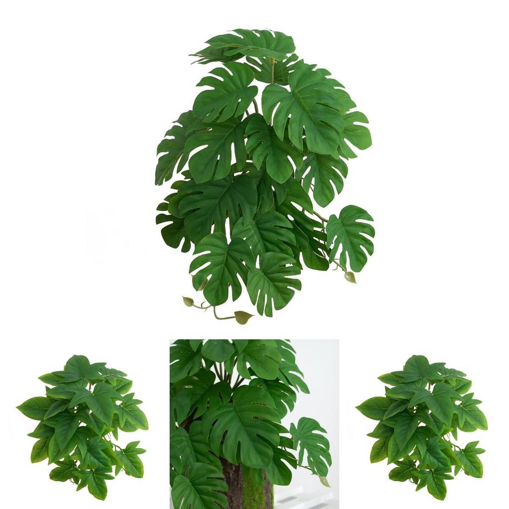 Monstera Deliciosa Fake Plant With Realistic Leaves And Wooden Support For Interior Decor And Studio Setup
