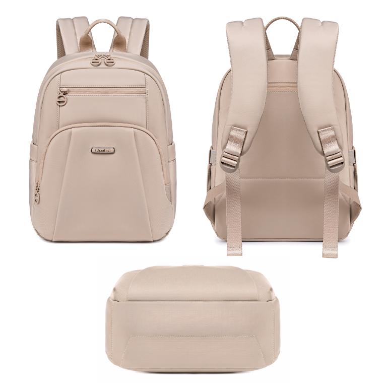 Beżowy plecak miejski damski, na ipada 10,9", wodoodporny, 9,3 l. na studia i co dzień. chantria cb770khaki.