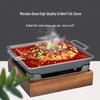 Alcohol-Heated Non-Stick Grill Pan with Wooden Base