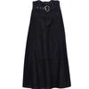 Women's Retro Washed High-Waist Denim Midi Skirt