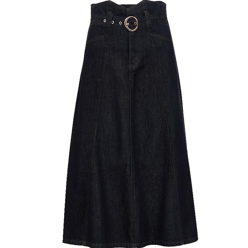 ONLY Women s Retro Washed High-Waist Denim Midi Skirt M