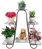 Schwarz / Bronze / Weiß 6-stöckiger Retro-Eisen-Blumenständer Pflanzenregale Heim-Garten-Dekoration