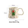 Hand-painted Floral-patterned, Uniquely Shaped Ceramic Mug, 380ml
