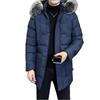 Men's Plus Size Casual Mid-Length Cotton Jacket with Fur Collar Hooded, Thickened for Warmth, High Quality