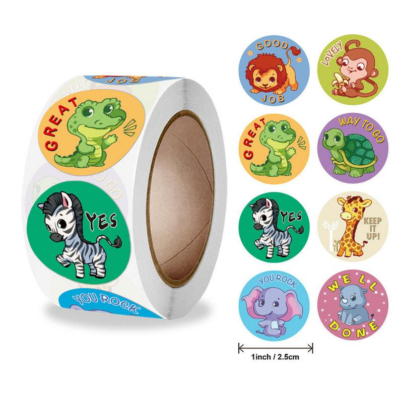 Wholesale Dinosaur Animal Kids Camaraderie School Teacher Gift Reward Stickers Party Fun Cute Self-Adhesive Labels 50-500Pcs