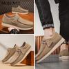 Fashion Men's Casual Shoes Suede Leather Loafers Comfortable Flats Sneakers Platform Driving Shoes Khaki Lightweight Leisure Men Shoes