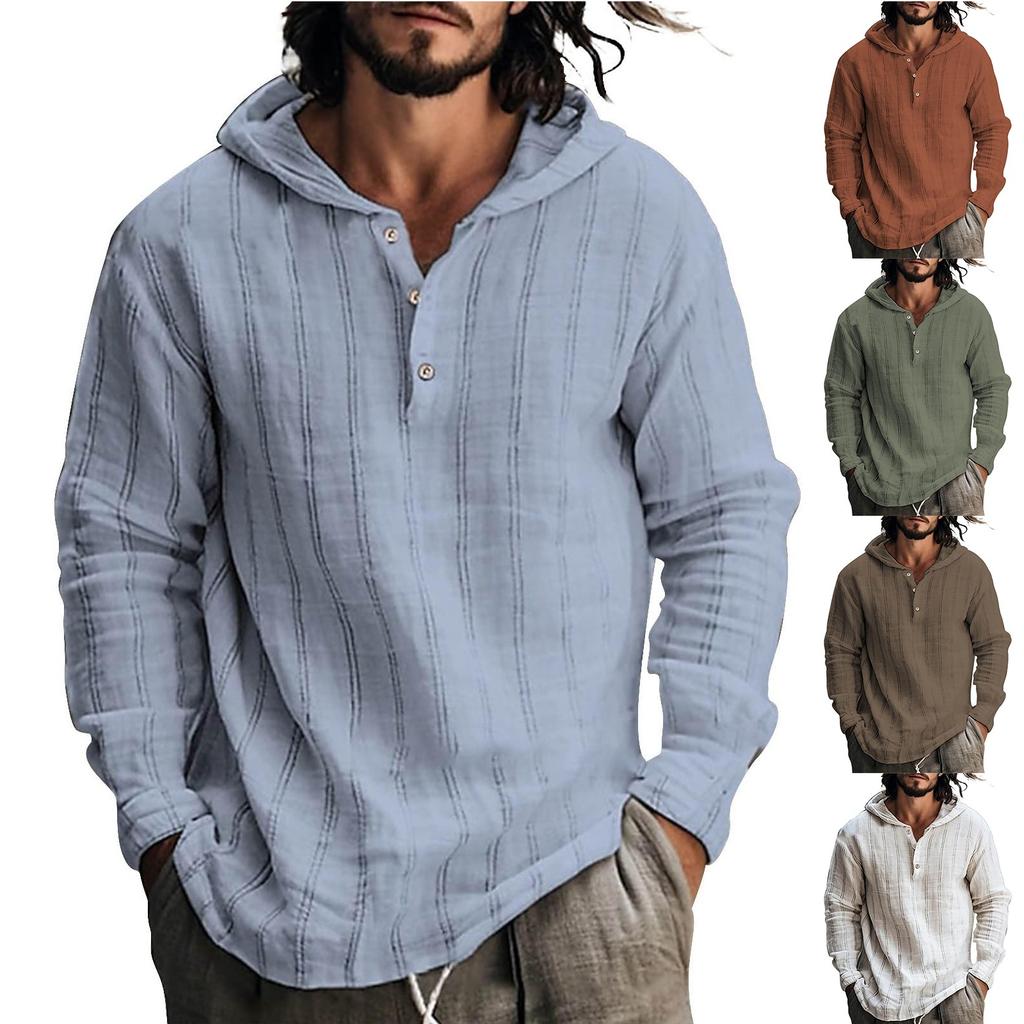 Hoodies Für Herren, Leicht, Langärmelig, Leinenhemden Mit Kapuze, Einfarbig, Pullover, Lässiger Kordelzug, Modisch,