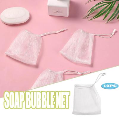 Lot de 10 filets à bulles en mousse faits à la main, double couche, pour savon, sac de rangement