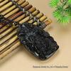 Authentic Obsidian Martial Emperor and Jade Deity Pendant Necklace