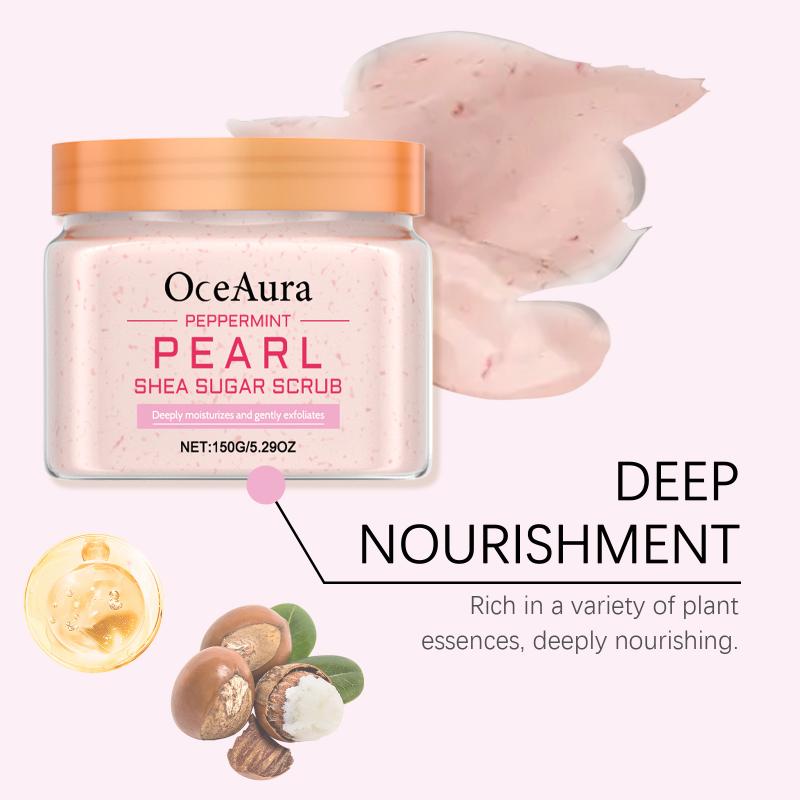 Oceaura Mint & Pearl Body Scrub Moisturizing Body Scrub For Smooth Skin Deep Cleansing Long-Lasting Hydration