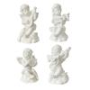 2 Pcs Mini Cupid Figurine Small Resin Cherubs Playing Musical Instrument
