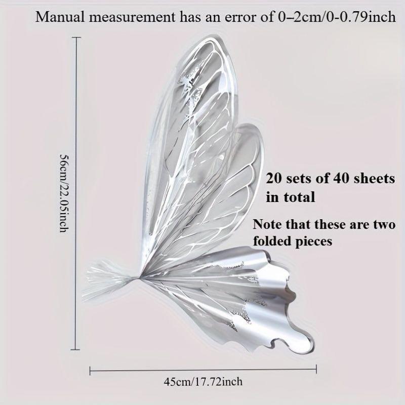 40pcs Transparent Crystal Butterfly Flower Wrapping Paper Bouquet Packaging Material