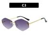 Women's sunglasses, men's and women's fashion snakehead rhombus sunglasses, frameless trimmed metal sunglasses