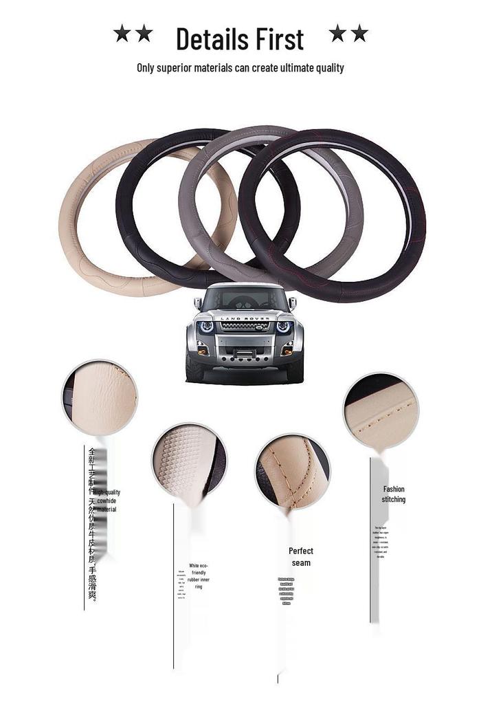 Premium Cowhide Leather Steering Wheel Cover - Anti-Slip, Wear-Resistant, Breathable, Universal Fit for All Seasons
