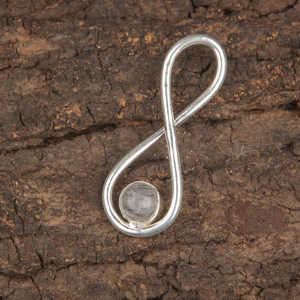 Black Rutile Gemstone Silver Jewelry, 925 Solid Sterling Silver Pendant, Gorgeous Silver Chain Pendant For Anniversary Gift