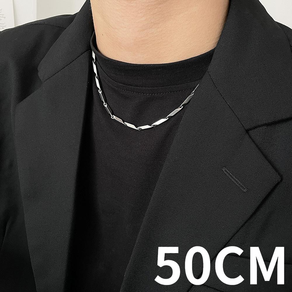 

2024 2023 Модное и вечернее ожерелье из европейской и американской титановой стали с бесцветным бриллиантом и бамбуковой цепочкой, мужское легкое роскошное ожерелье с высоким смыслом A