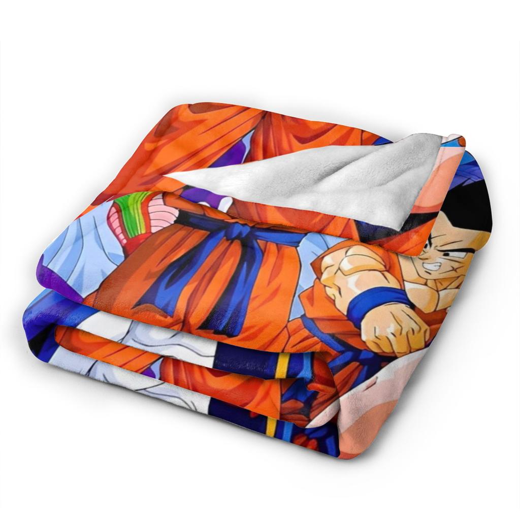 Son Goku DBZ Blanket Flannel Summer Air Conditioning Anime Multi-function UltraSoft Throw Blanket for Bed Couch Plush Thin Quilt
