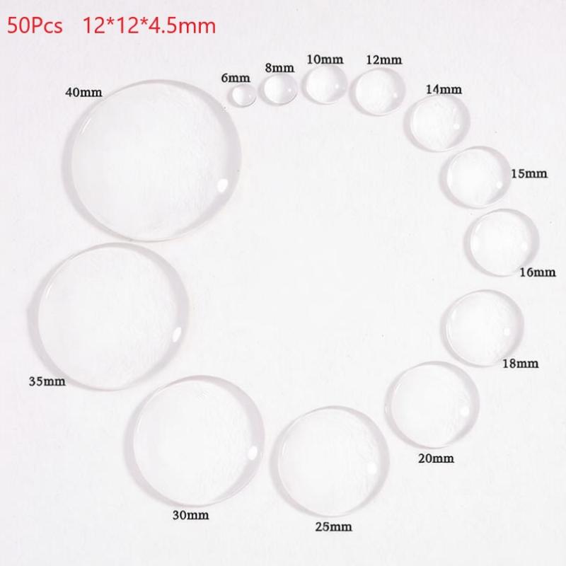 Clear Transparent Round Glass Cabochon 10/50 Pcs 6-40mm Flat Back for Scrapbooking Jewelry Making Craft Supplies