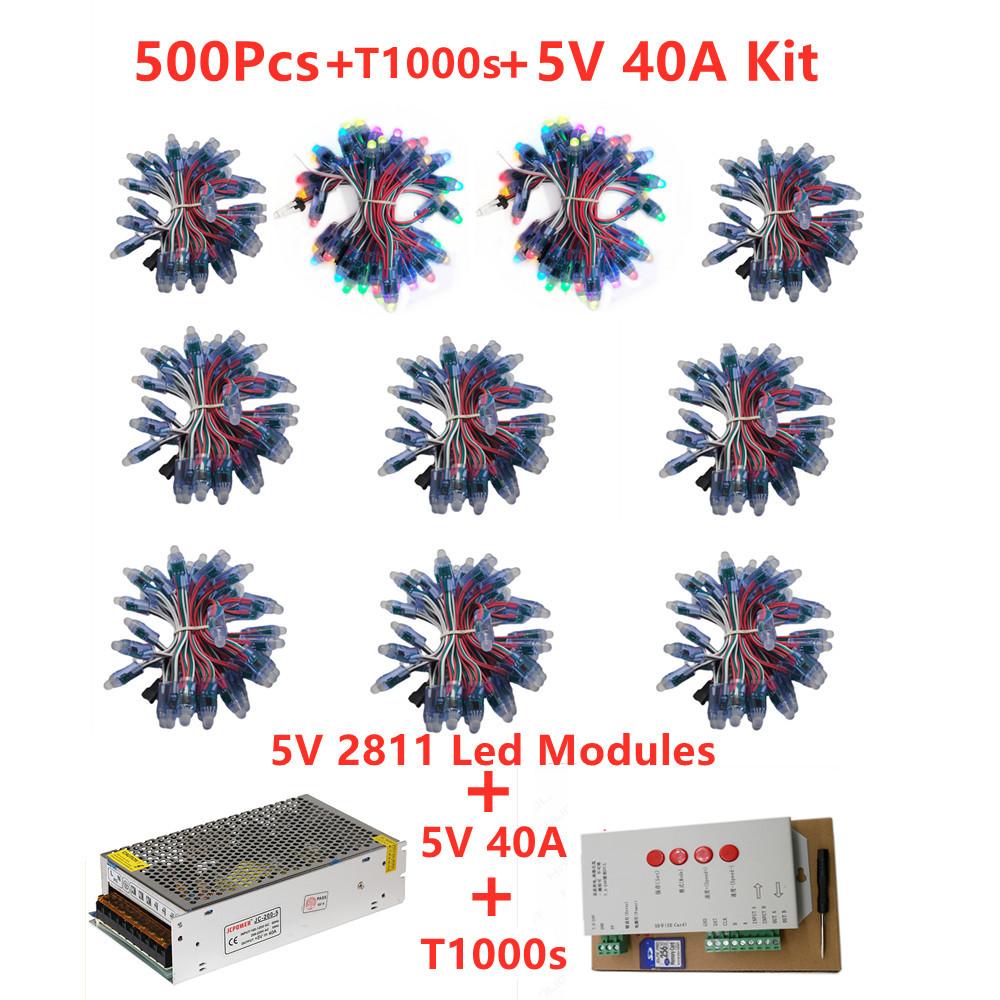 500Pcs-1000Pcs 12mm DC5V WS2811 IC RGB Full Color Digital Pixel Light LED Module IP68 Waterproof Christmas String Light Full Kit