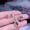Open Ring Necklace Stud Earrings, Imitation Natural Mozambican Garnet Pendant Set For Women