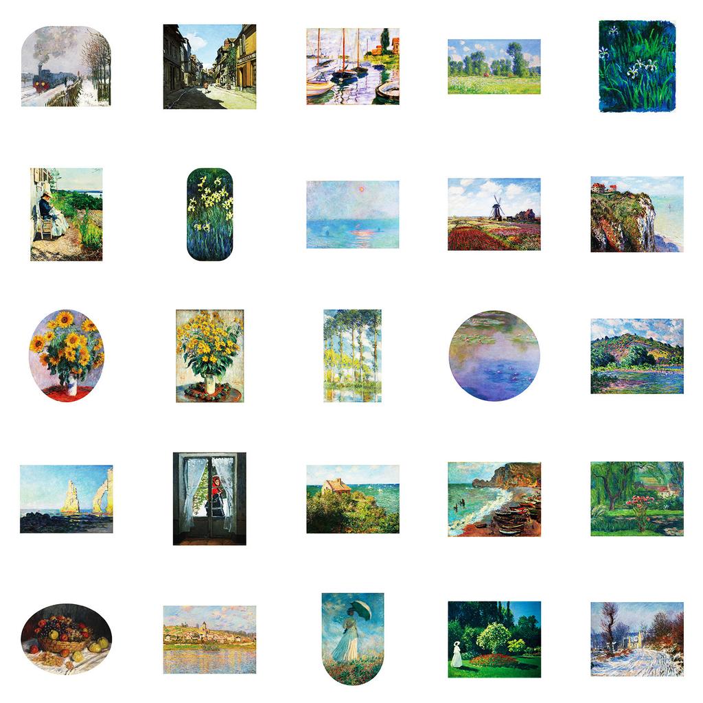 50 Romantisches Ölmalerei-Thema Graffiti-Sticker Künstlerische Atmosphäre Dekorative Sticker DIY Wasserbecher Kühlschrank