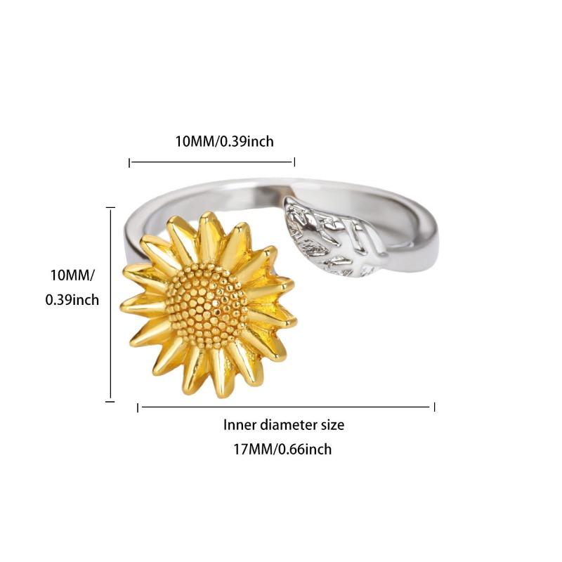 New Hot-selling Rotatable Sunflower Ring Women's Creative Ring Anti-stress and Anxiety Women's Jewelry