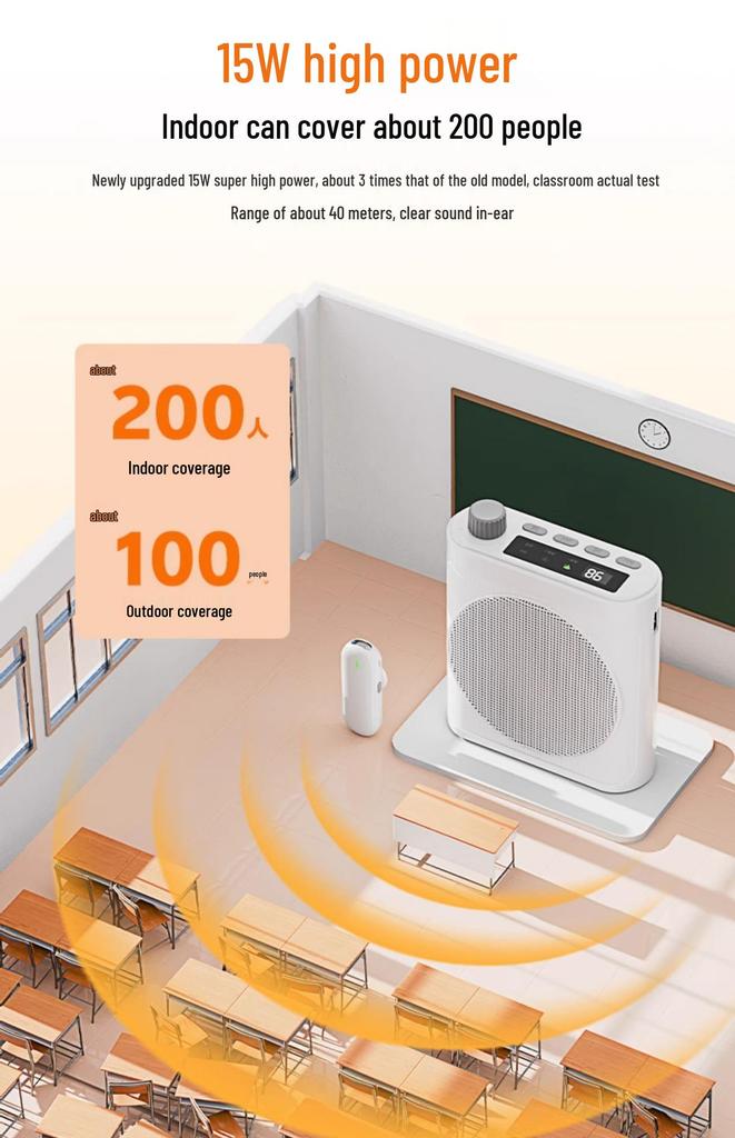 Magnetic Dual Lapel Clip Mic & High Power Bluetooth Speaker for Classroom & Tours
