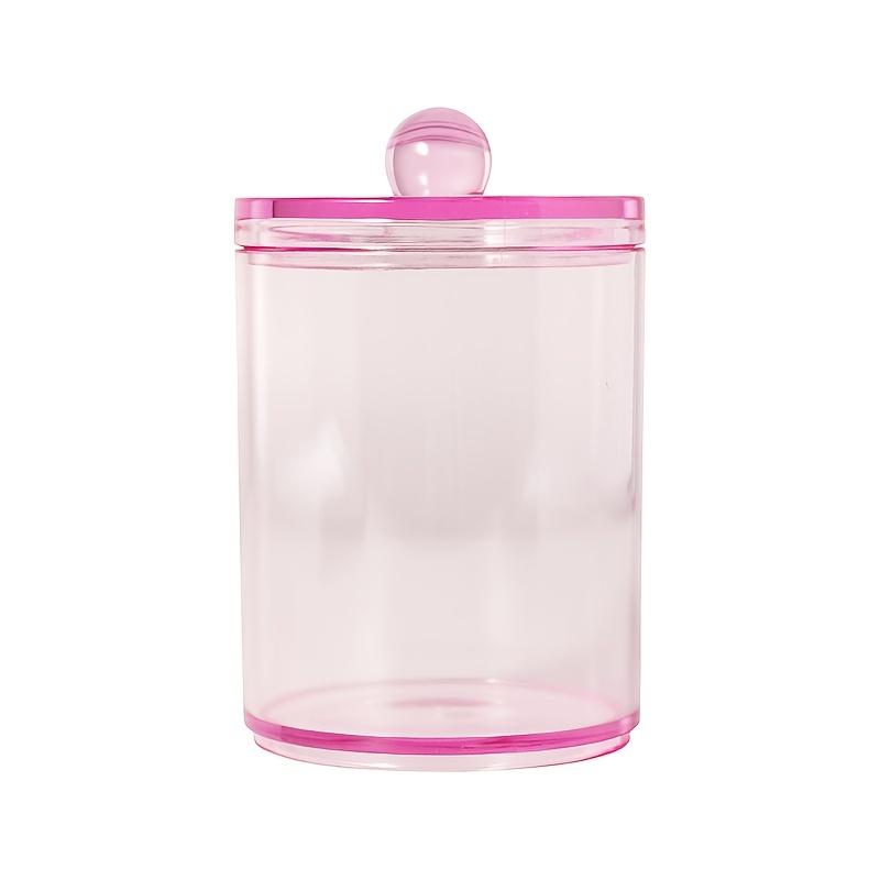 

1 шт. Розовая прозрачная коробка для ватных палочек, Круглый маленький пластиковый контейнер для хранения ватных палочек и подушечек для снятия макияжа. розовый