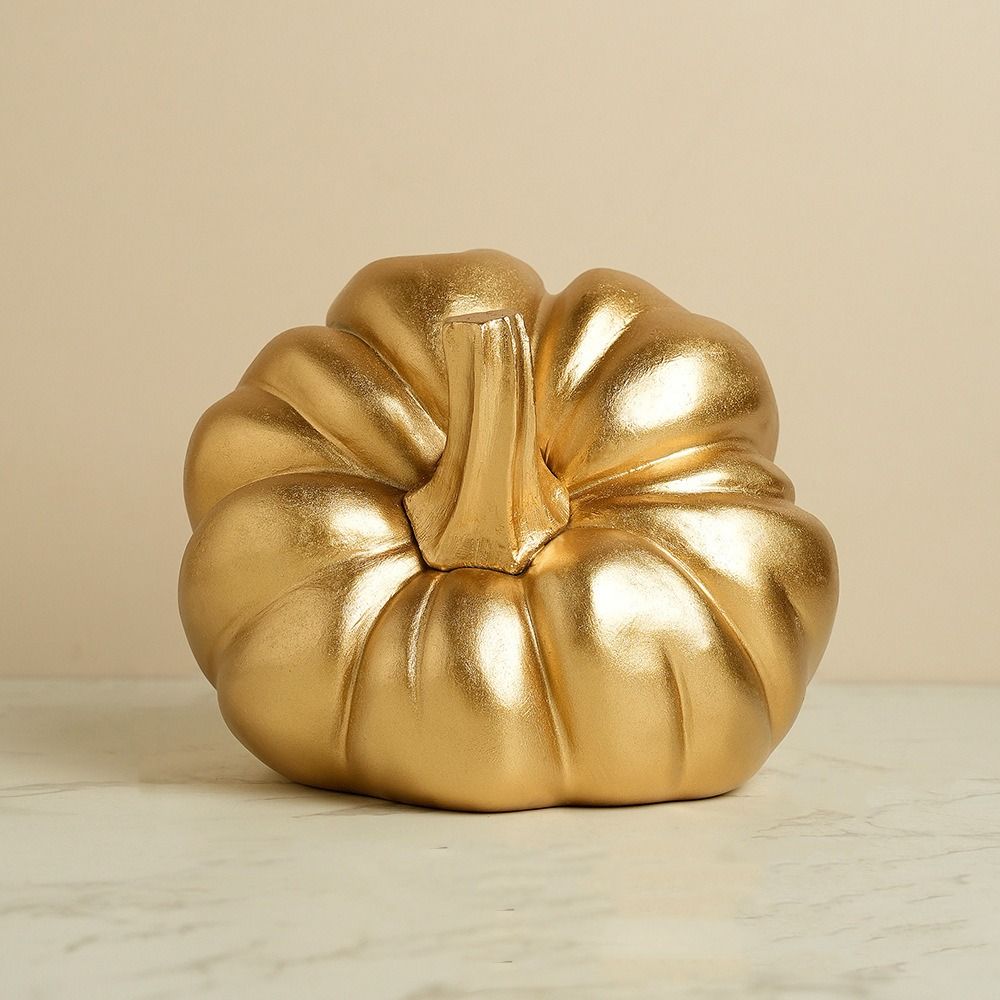Retro Pumpkin Statue Resin Miniature Figurine Sculpture Micro Landscape Pumpkin Ornament  Autumn