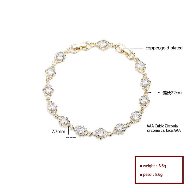 China Factory Top Design 18K Gold Plated Cubic Zircon Custom Charm Bracelet Fashion Jewellery Import Accessories