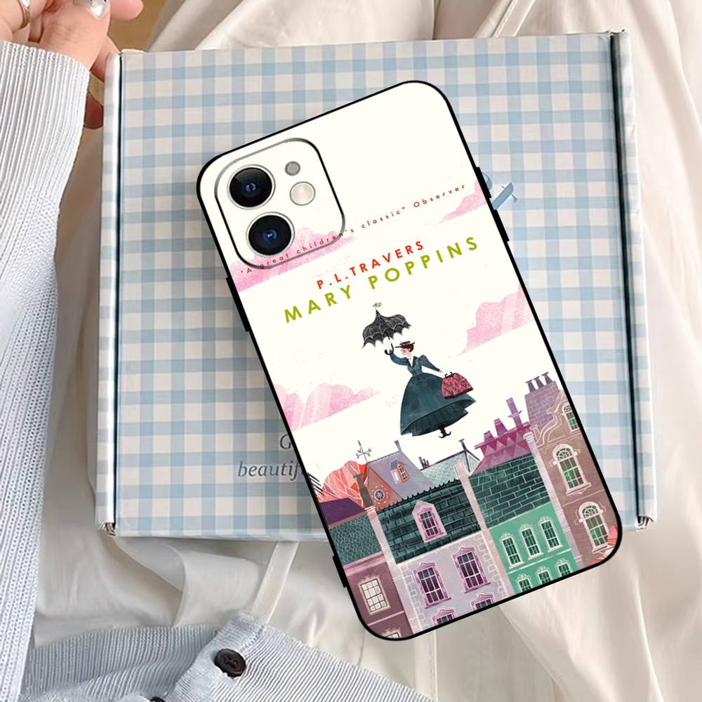 Mary P-Poppins Phone Case For IPhone 1716 15 14 13 Pro Max 11 12 Mini X Xs XR Black Silicone Cover