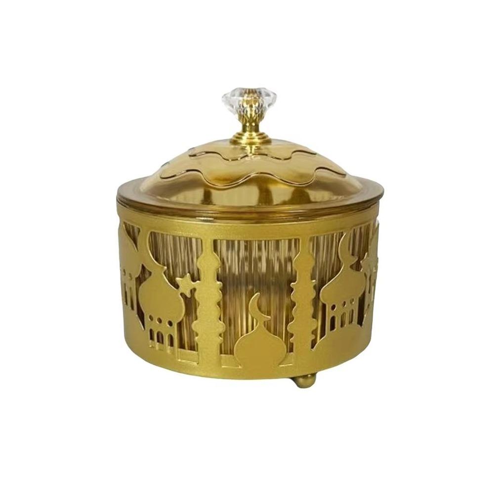 with Lid Eid Mubarak Snack Tray Metal Middle Dessert Tray Storage Box  Table Centerpiece