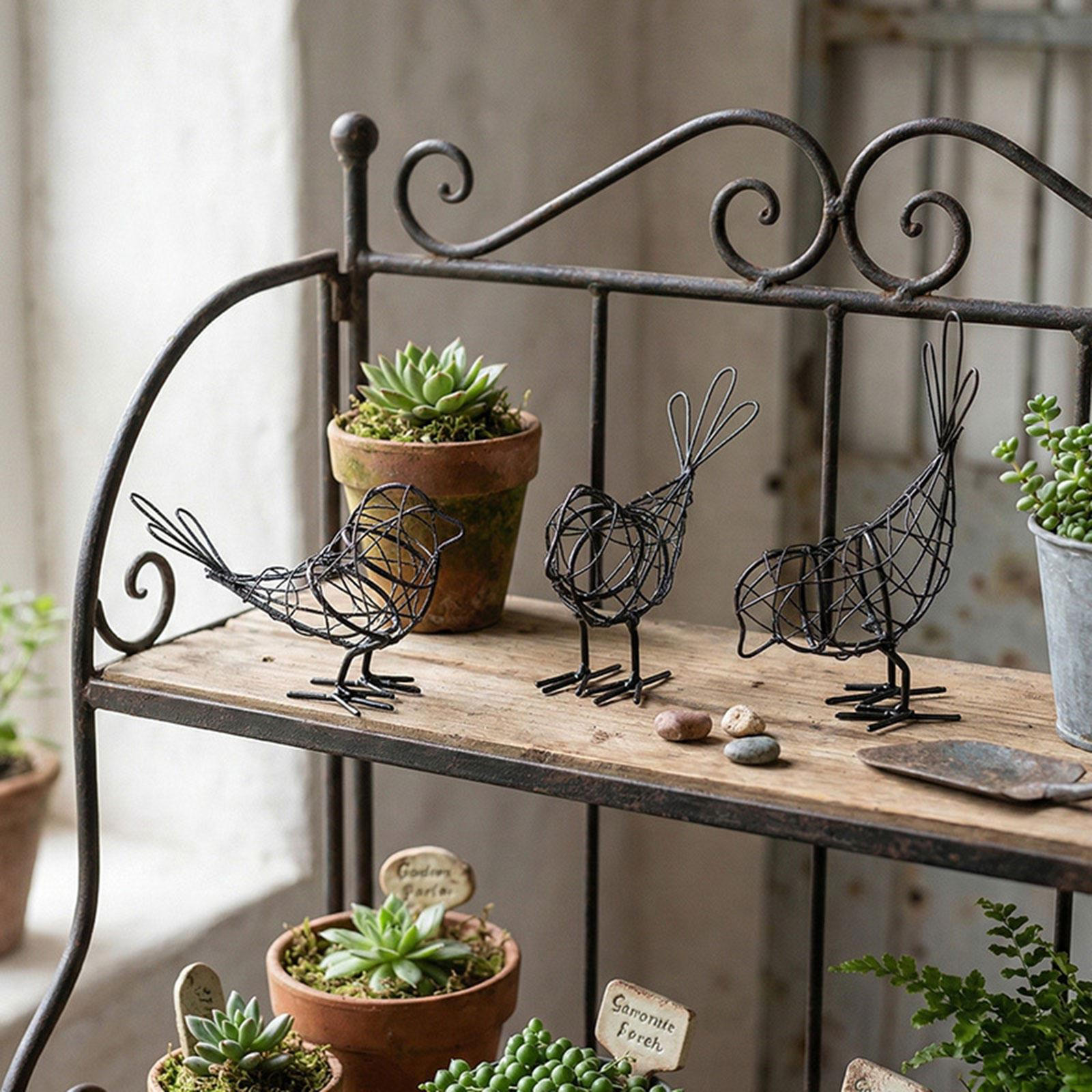 

Bird Statue Animal Sculptures Metal Figures Ornament for Cupboard, Hallway, Office чорний
