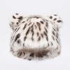 Soft Plush Bear Hat Imitation Mink Fur Brimless Pullover Cap Fashion Leopard Print Beanie  Girls