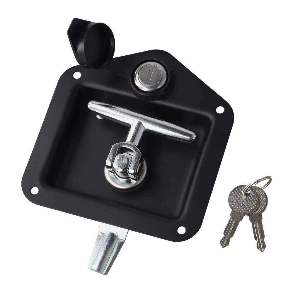 Compact Folding Lock Black Stainless Steel Lock User Convenience T-handle Lock Truck
