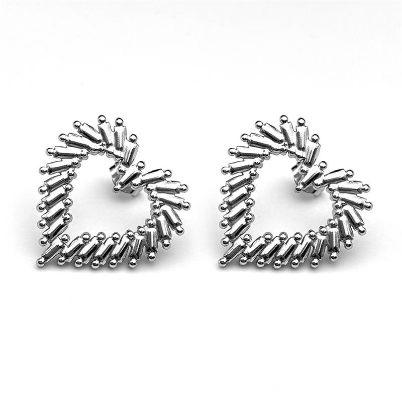 Y2K Korean Heart Love Pendant Ear Studs For Women Men Stainless Steel Silver Color Hiphop Fashion Earrings Jewelry Gifts