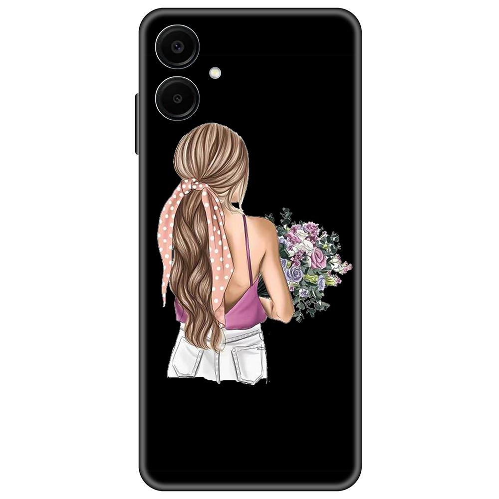 for Samsung Galaxy A06 Black Case Cute Luxury 6.7inch Cases on GalaxyA06 Soft tpu Cover shockproof Bumper